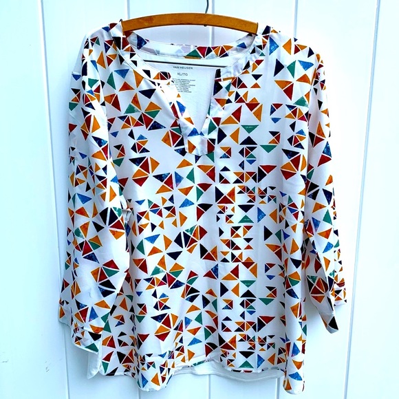 Van Heusen Tops - VAN HEUSEN | XL | blouse / shirt / top | multicolored w T-shirt backing
